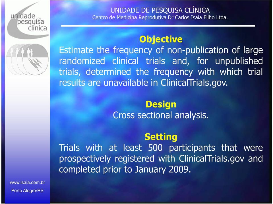 ClinicalTrials.gov. Design Cross sectional analysis.