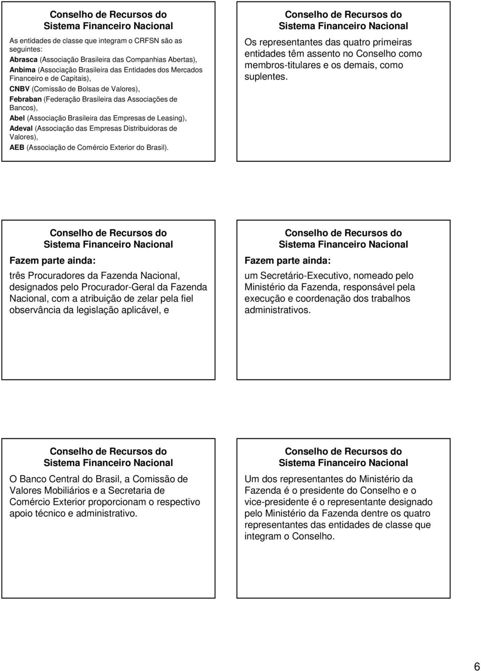 Distribuidoras de Valores), AEB (Associação de Comércio Exterior do Brasil).