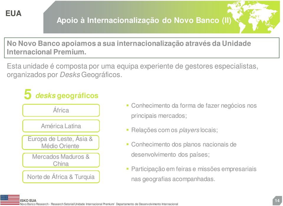 5 desks geográficos África América Latina Europa de Leste, Ásia & Médio Oriente Mercados Maduros & China Norte de África & Turquia Conhecimento da forma