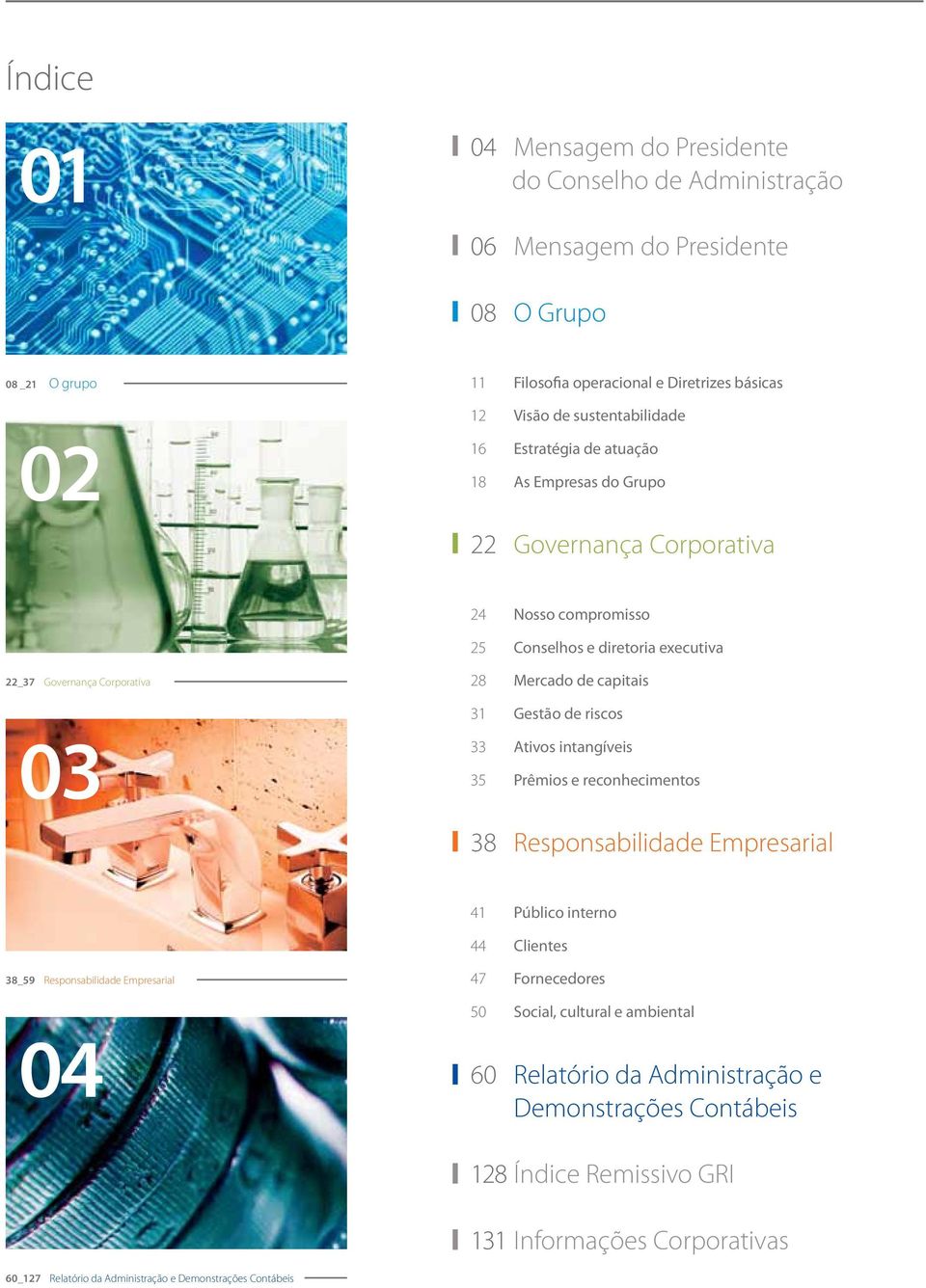 Gestão de riscos 03 33 Ativos intangíveis 35 Prêmios e reconhecimentos 38 Responsabilidade Empresarial 41 Público interno 44 Clientes 38_59 Responsabilidade Empresarial 47 Fornecedores 50