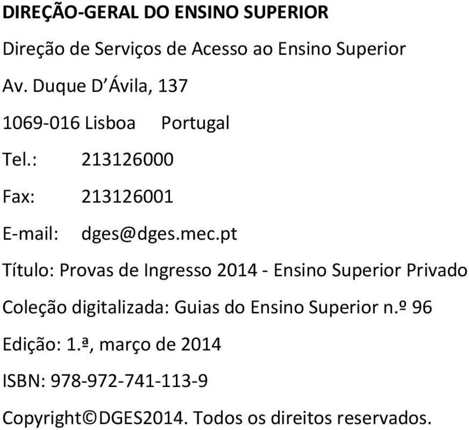 pt Título: Provas de Ingresso 2014 - Ensino Superior Privado Coleção digitalizada: Guias do Ensino