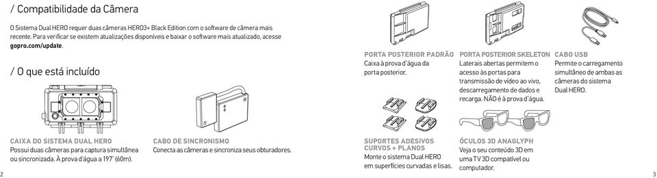 PORTA POSTERIOR SKELETON Laterais abertas permitem o acesso às portas para transmissão de vídeo ao vivo, descarregamento de dados e recarga. NÃO é à prova d água.