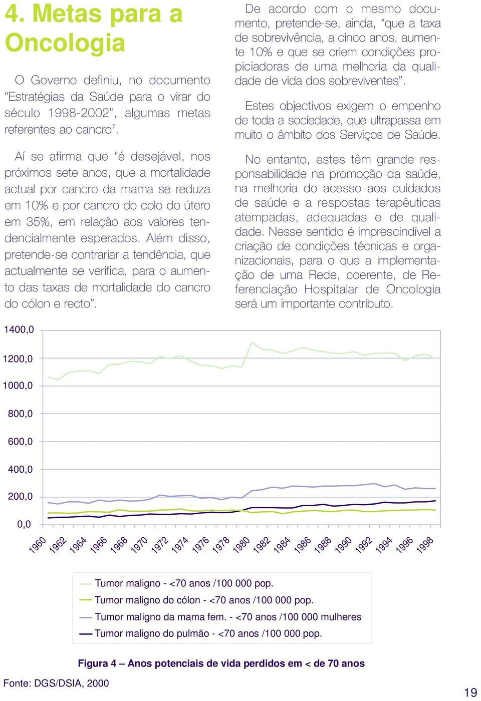 esperados. Além disso, pretende-se contrariar a tendência, que actualmente se verifica, para o aumento das taxas de mortalidade do cancro do cólon e recto.