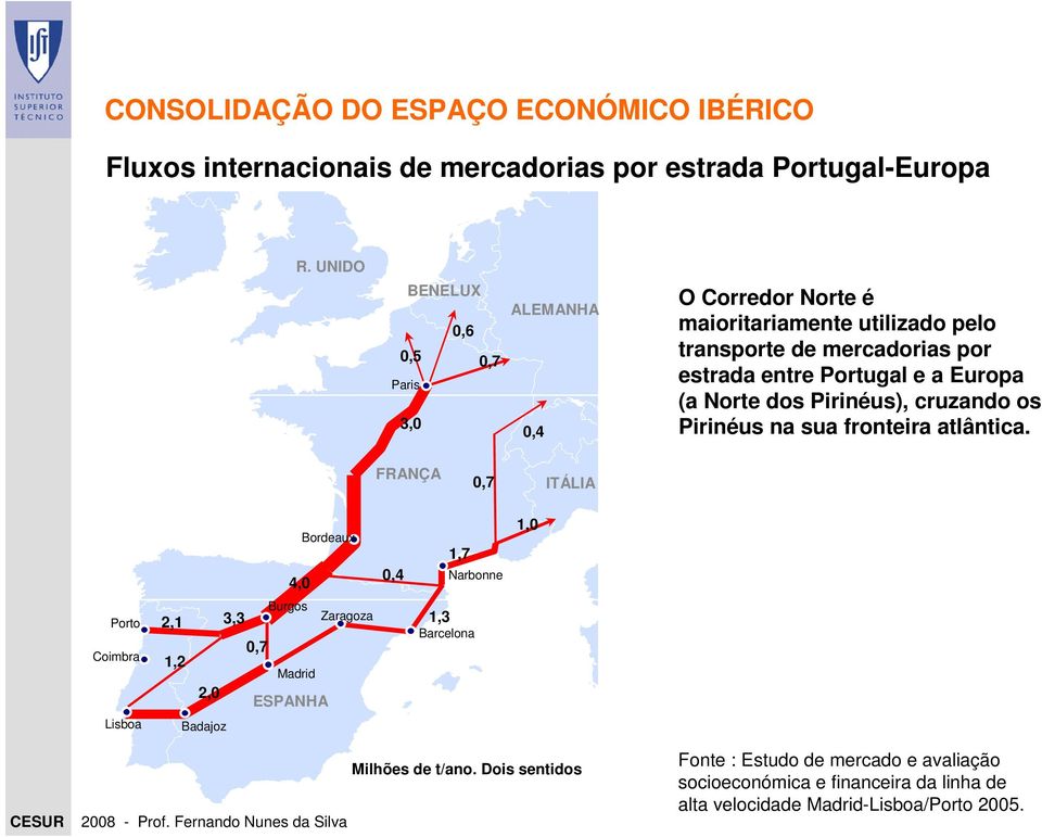 Europa (a Norte dos Pirinéus), cruzando os Pirinéus na sua fronteira atlântica.