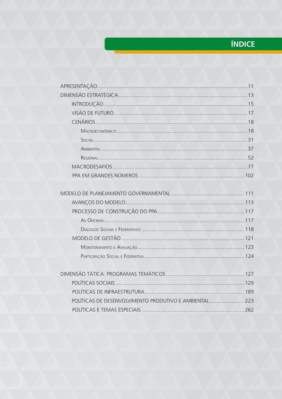 .. 117 AS OFICINAS... 117 DIÁLOGOS SOCIAIS E FEDERATIVOS... 118 MODELO DE GESTÃO... 121 MONITORAMENTO E AVALIAÇÃO... 123 PARTICIPAÇÃO SOCIAL E FEDERATIVA.