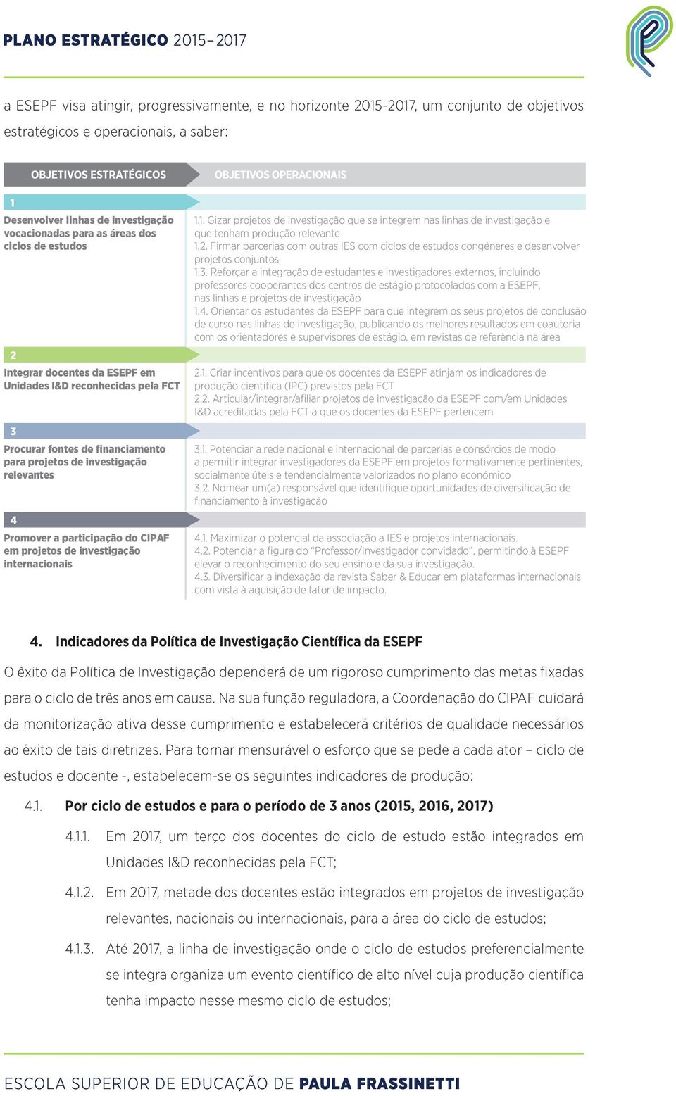 projetos de investigação internacionais 1.1. Gizar projetos de investigação que se integrem nas linhas de investigação e que tenham produção relevante 1.2.