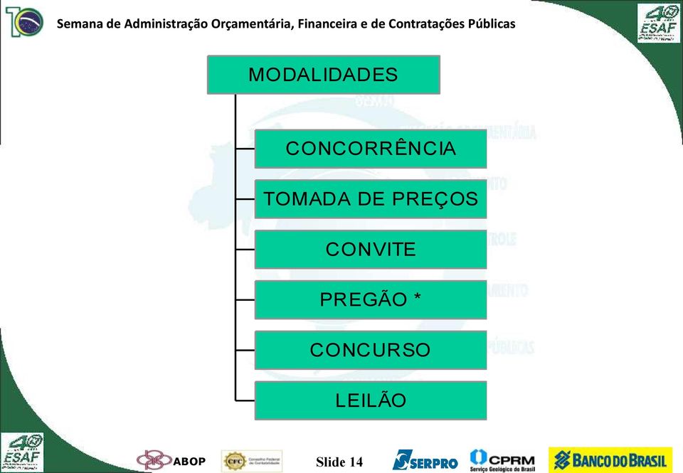 PREGÃO * CONCURSO LEILÃO ABOP