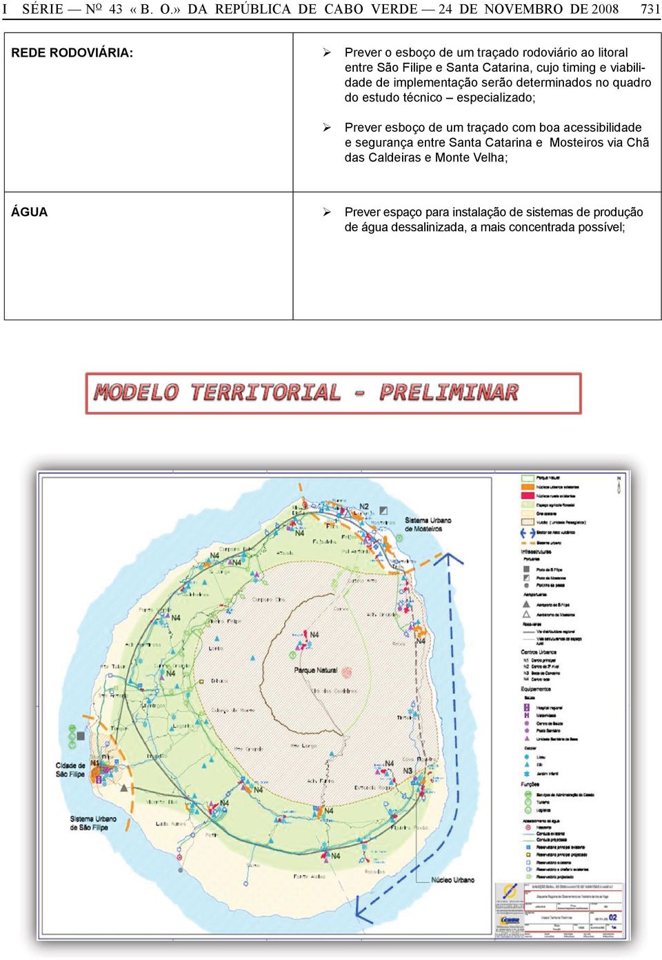 » DA REPÚBLICA DE CABO VERDE 24 DE NOVEMBRO DE 2008 731 REDE RODOVIÁRIA: Prever o esboço de um traçado rodoviário ao litoral entre