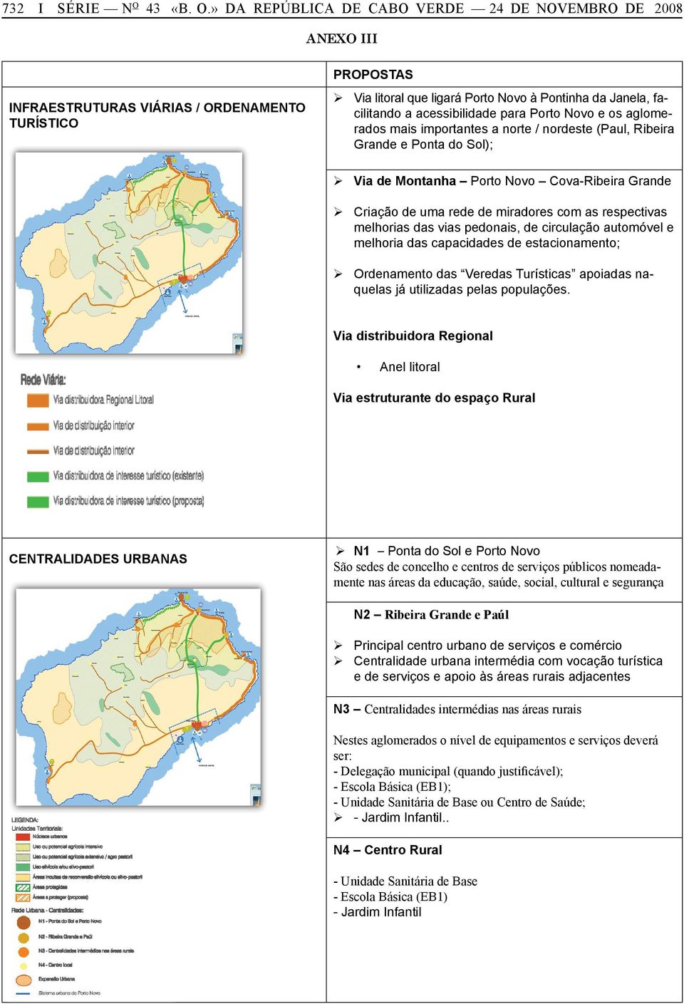 » DA REPÚBLICA DE CABO VERDE 24 DE NOVEMBRO DE 2008 ANEXO III INFRAESTRUTURAS VIÁRIAS / ORDENAMENTO TURÍSTICO PROPOSTAS Via litoral que ligará Porto Novo à Pontinha da Janela, facilitando a