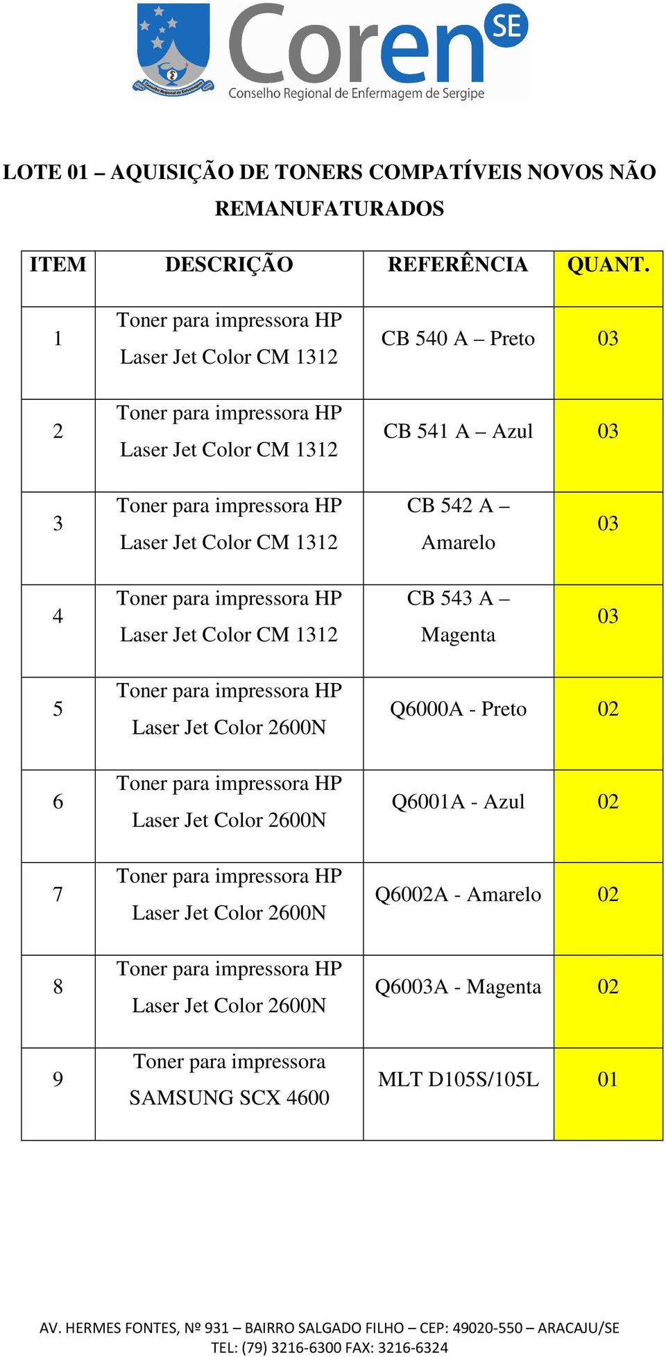 Color CM 1312 CB 542 A Amarelo 03 4 Toner para impressora HP Laser Jet Color CM 1312 CB 543 A Magenta 03 5 6 7 8 9 Toner para impressora HP Laser Jet Color 2600N Toner para