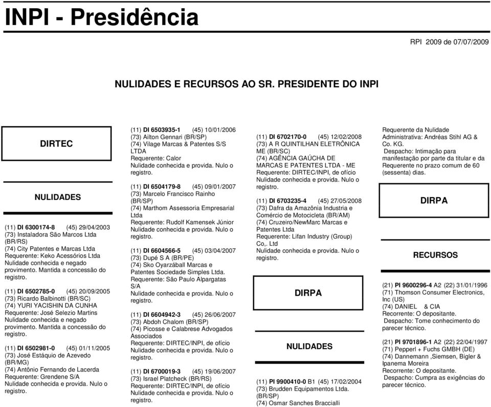 negado provimento. Mantida a concessão do registro.