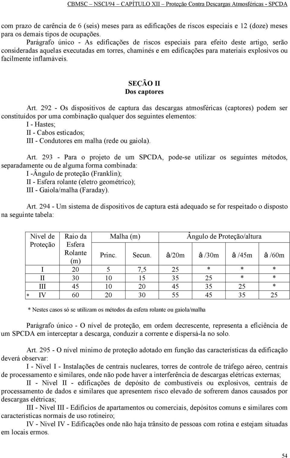 inflamáveis. SEÇÃO II Dos captores Art.