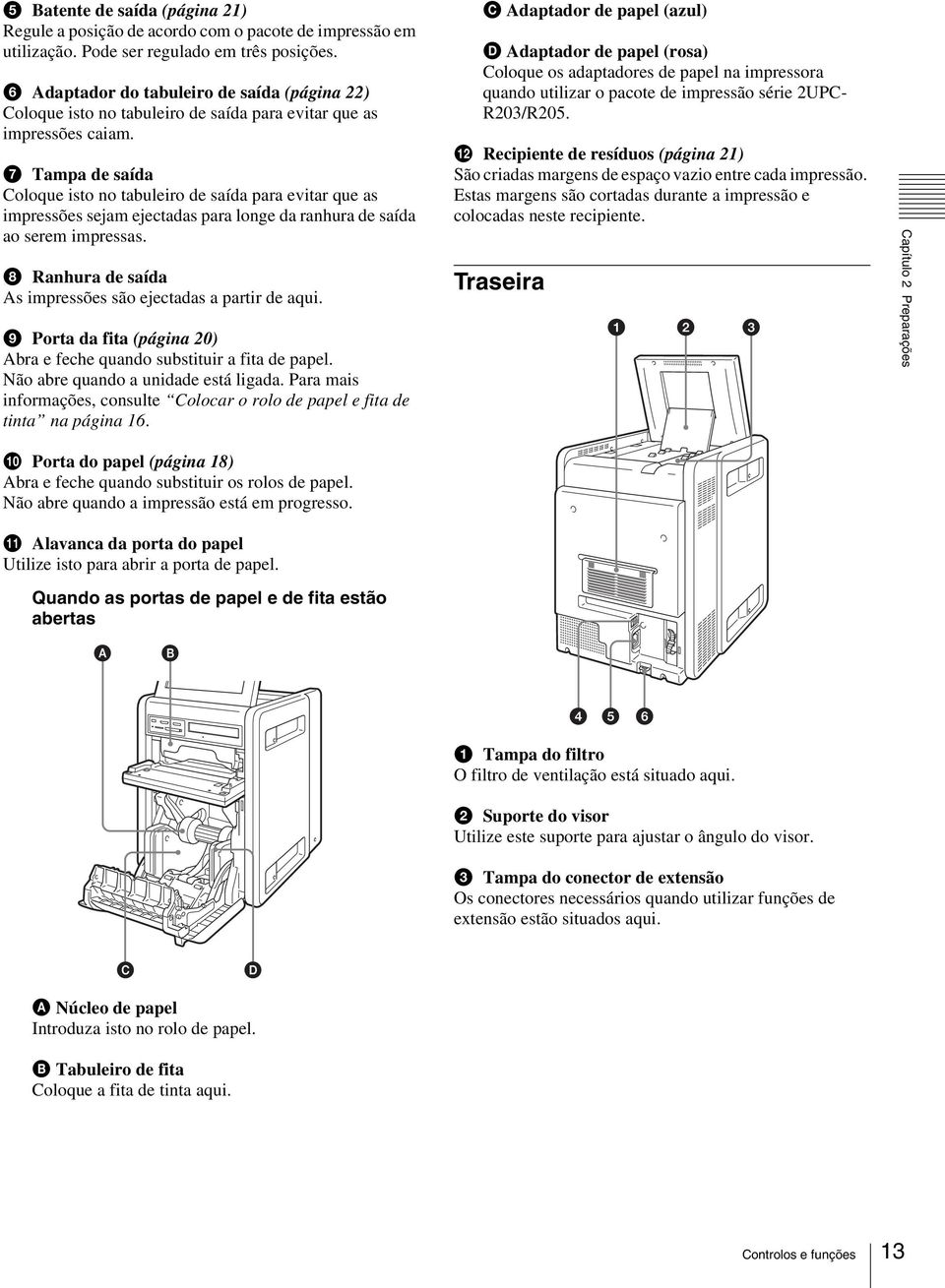 g Tampa de saída Coloque isto no tabuleiro de saída para evitar que as impressões sejam ejectadas para longe da ranhura de saída ao serem impressas.