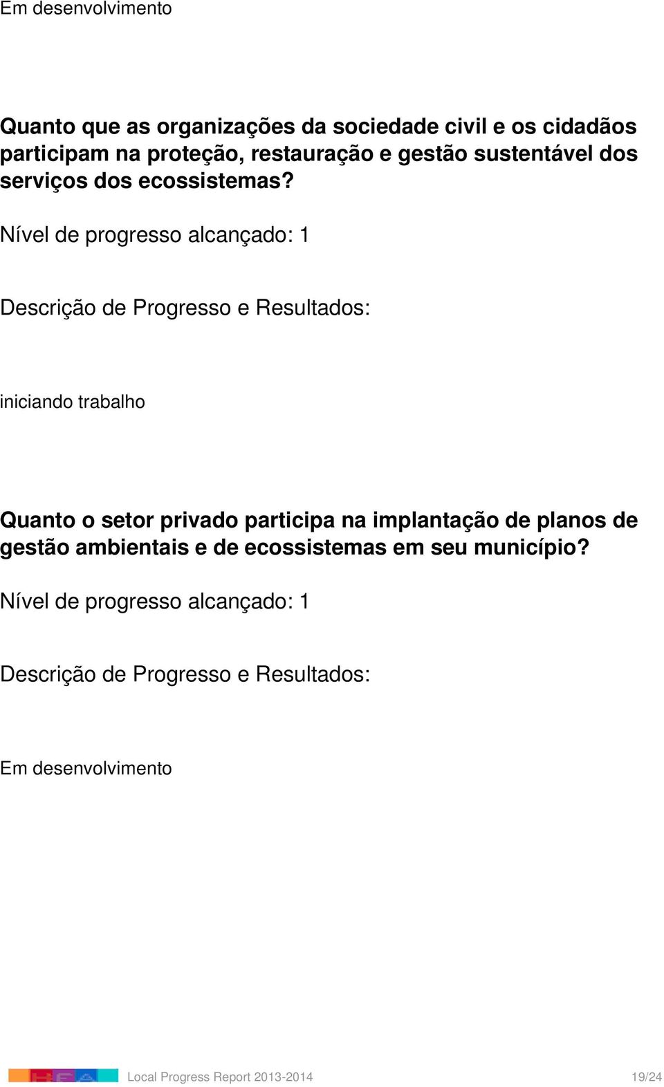 iniciando trabalho Quanto o setor privado participa na implantação de planos de