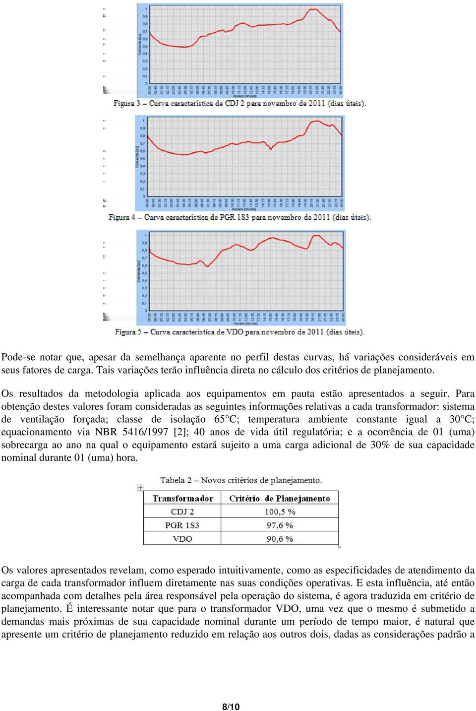 Para obtenção destes valores foram consideradas as seguintes informações relativas a cada transformador: sistema de ventilação forçada; classe de isolação 65 C; temperatura ambiente constante igual a