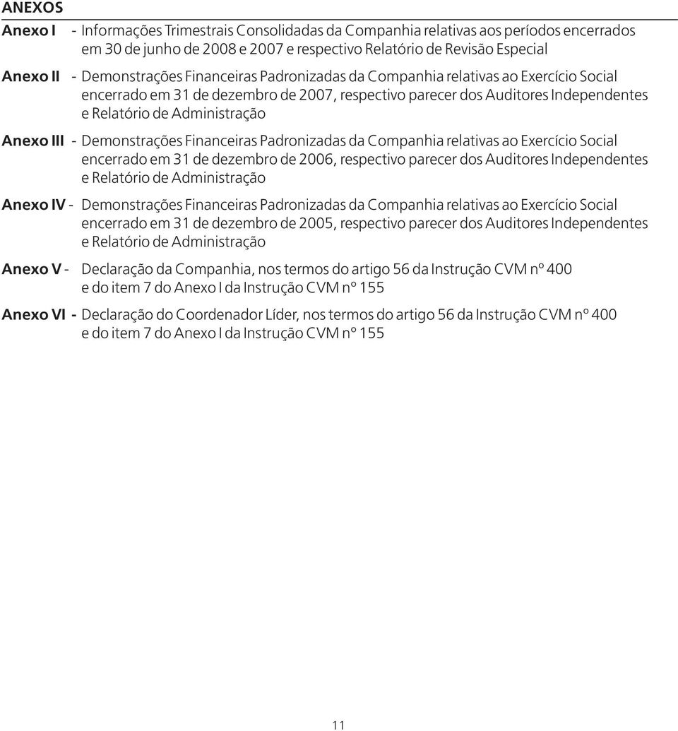 Demonstrações Financeiras Padronizadas da Companhia relativas ao Exercício Social encerrado em 31 de dezembro de 2006, respectivo parecer dos Auditores Independentes e Relatório de Administração
