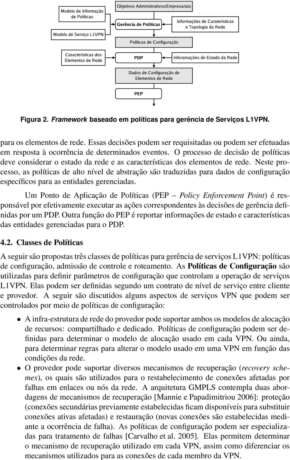 O processo de decisão de políticas deve considerar o estado da rede e as características dos elementos de rede.