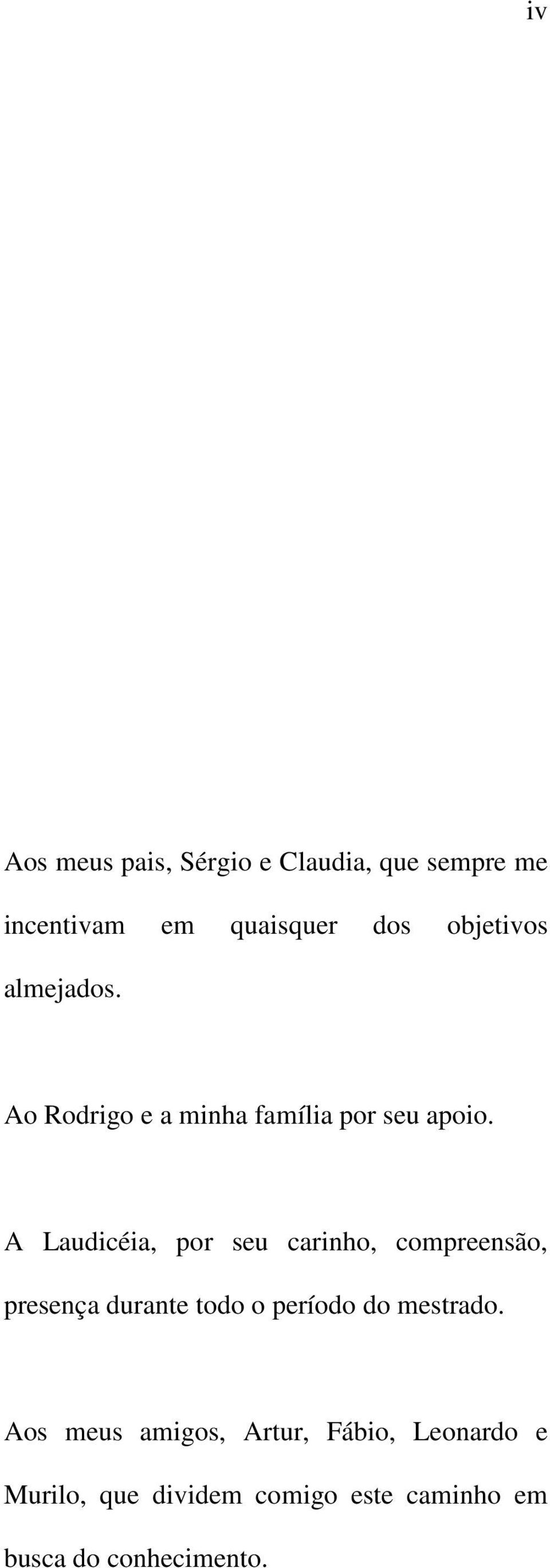 A Laudicéia, por seu carinho, compreensão, presença durante todo o período do