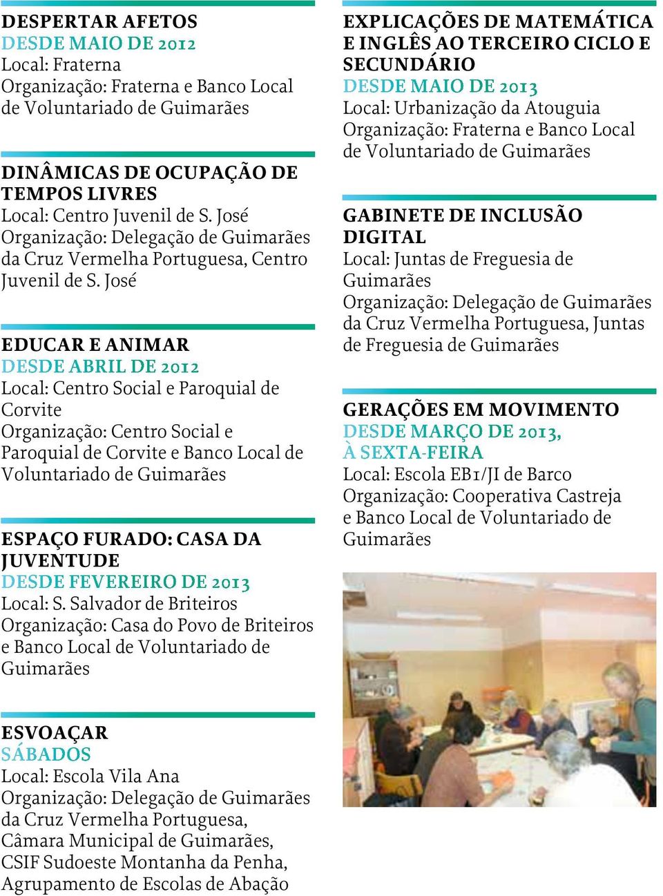 José EDUCAR E ANIMAR DESDE ABRIL DE 2012 Local: Centro Social e Paroquial de Corvite Organização: Centro Social e Paroquial de Corvite e Banco Local de Voluntariado de ESPAÇO FURADO: CASA DA