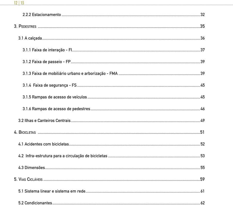 2 Ilhas e Canteiros Centrais...49 4. Bicicletas...51 4.1 Acidentes com bicicletas...52 4.2 Infra-estrutura para a circulação de bicicletas.