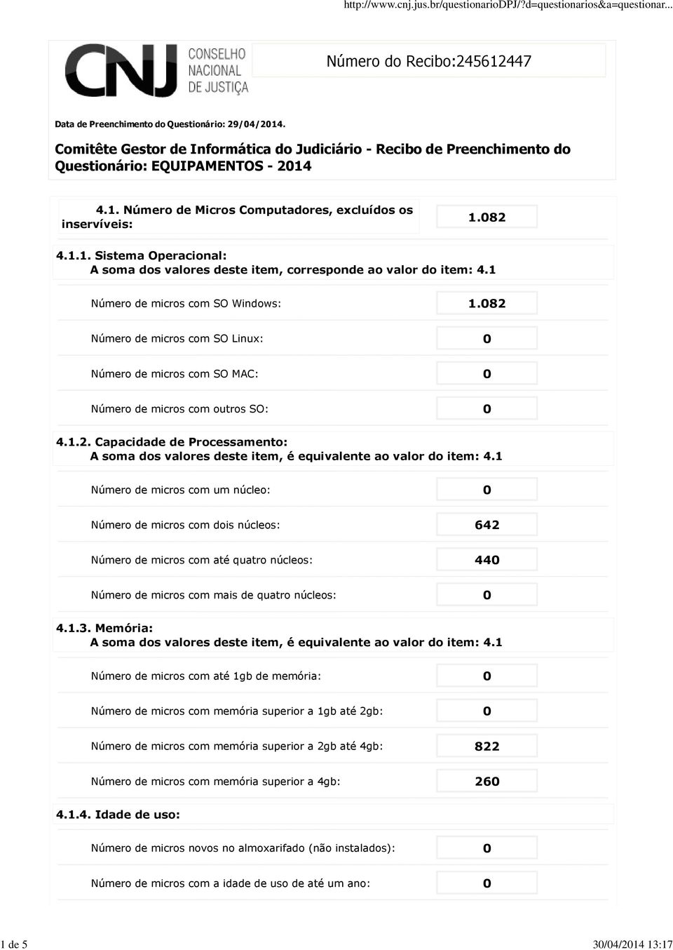 1 Número de micros com SO Windows: 1.82 Número de micros com SO Linux: Número de micros com SO MAC: Número de micros com outros SO: 4.1.2. Capacidade de Processamento: A soma dos valores deste item, é equivalente ao valor do item: 4.