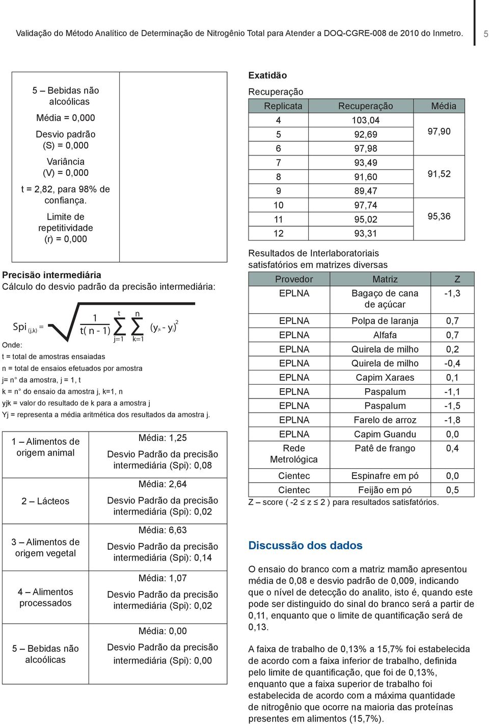 ((j,k)) = t = total de amostras ensaiadas n = total de ensaios efetuados por amostra j= n da amostra, j = 1, t k = n do ensaio da amostra j, k=1, n yjk = valor do resultado de k para a amostra j Yj =