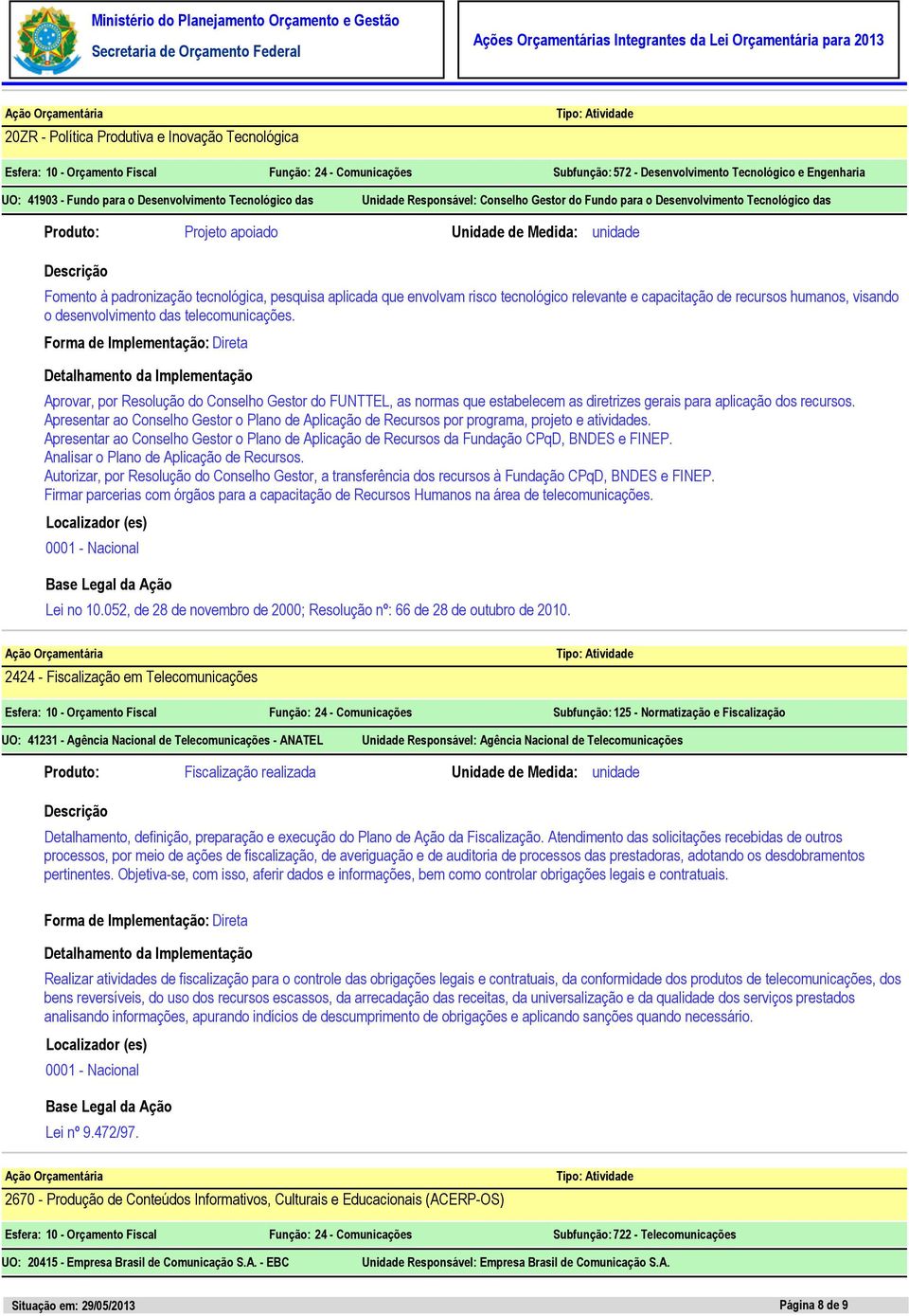 pesquisa aplicada que envolvam risco tecnológico relevante e capacitação de recursos humanos, visando o desenvolvimento das telecomunicações.