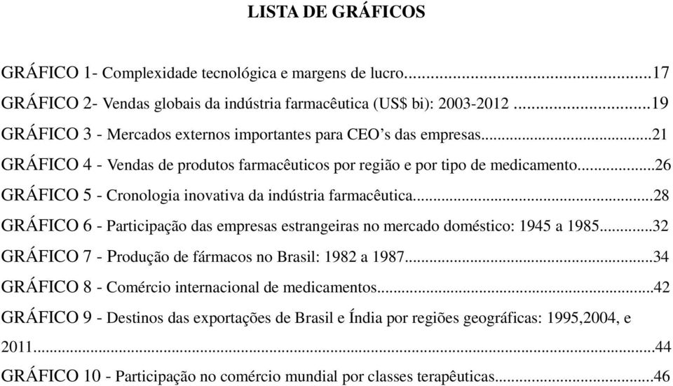 ..26 GRÁFICO 5 - Cronologia inovativa da indústria farmacêutica...28 GRÁFICO 6 - Participação das empresas estrangeiras no mercado doméstico: 1945 a 1985.