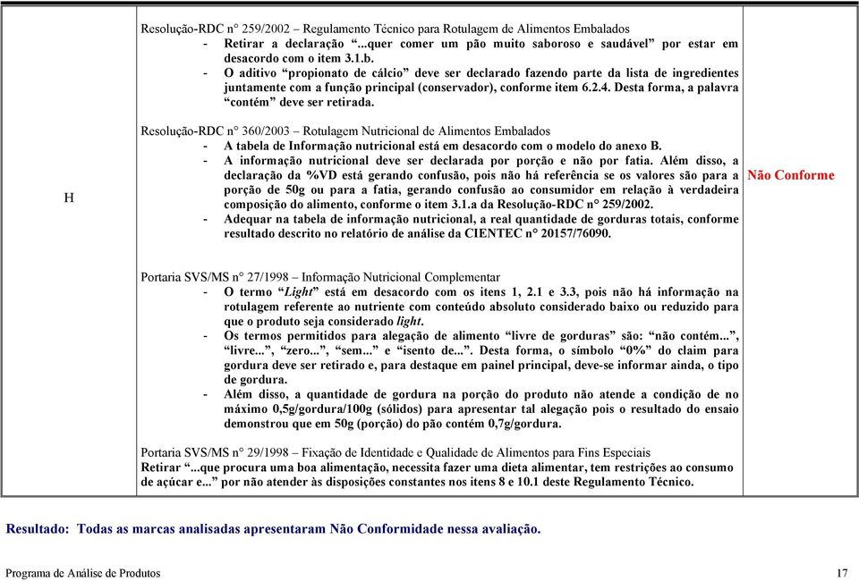 roso e saudável por estar em desacordo com o item 3.1.b.