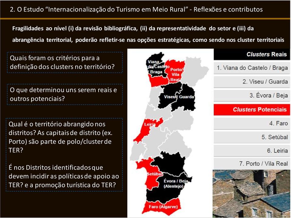 O que determinou uns serem reais e outros potenciais? Qual é o território abrangido nos distritos? As capitais de distrito (ex.