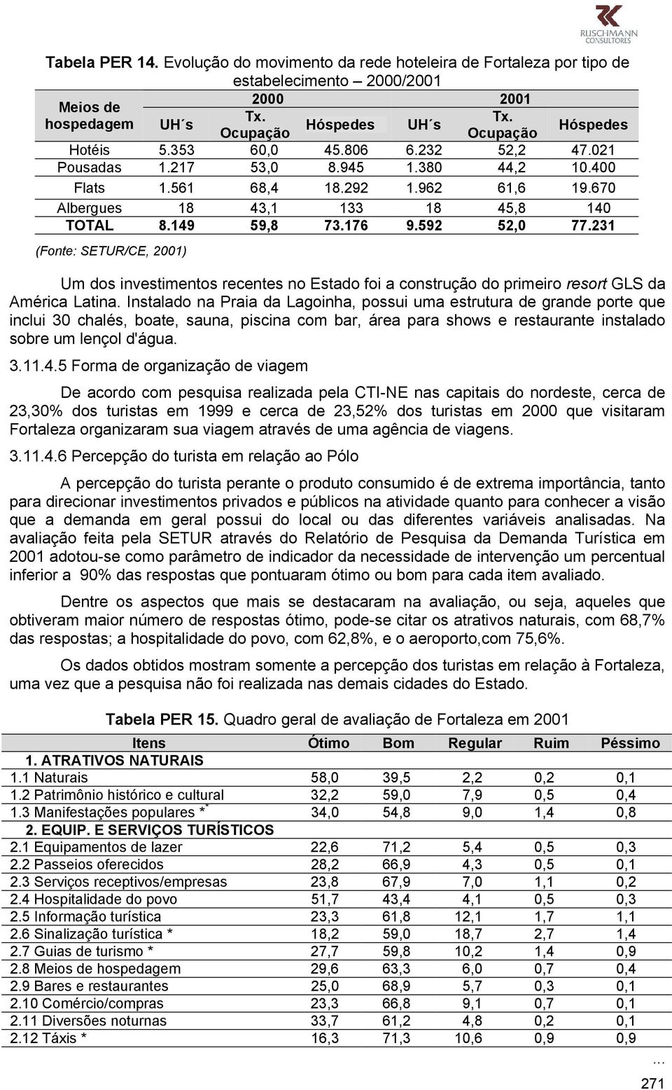 231 (Fonte: SETUR/CE, 2001) Um dos investimentos recentes no Estado foi a construção do primeiro resort GLS da América Latina.