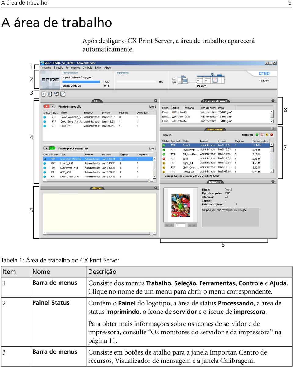 Clique no nome de um menu para abrir o menu correspondente.