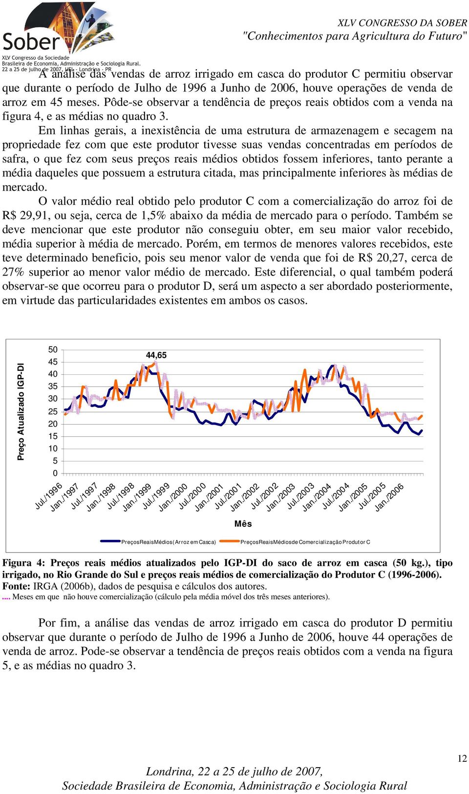 Em linhas gerais, a inexistência de uma estrutura de armazenagem e secagem na propriedade fez com que este produtor tivesse suas vendas concentradas em períodos de safra, o que fez com seus preços