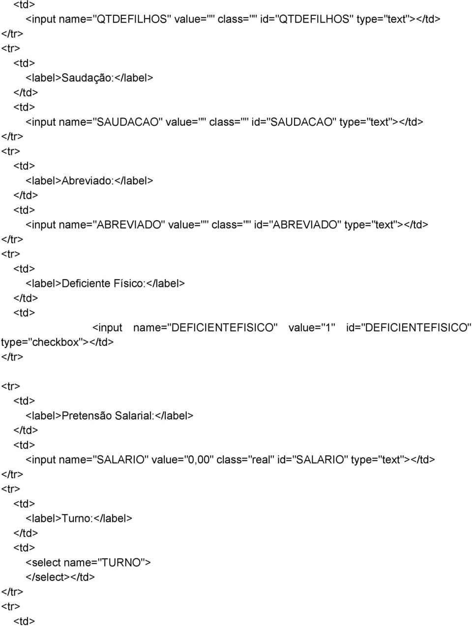 <label>deficiente Físico:</label> <input name="deficientefisico" value="1" id="deficientefisico" type="checkbox"> <label>pretensão