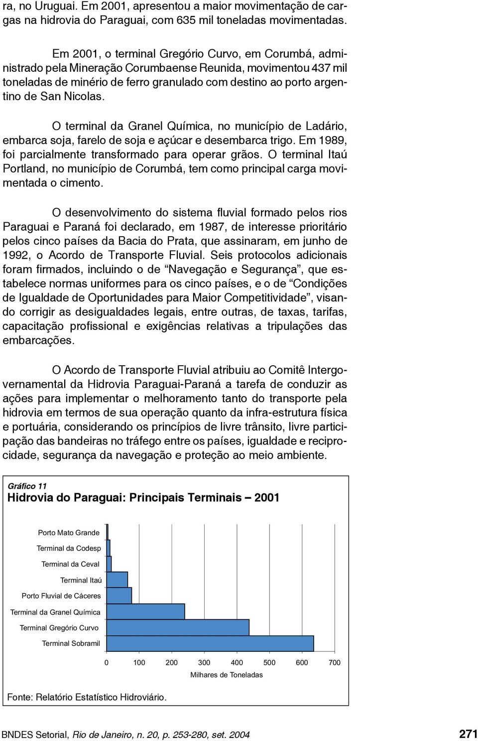 Nicolas. O terminal da Granel Química, no município de Ladário, embarca soja, farelo de soja e açúcar e desembarca trigo. Em 1989, foi parcialmente transformado para operar grãos.