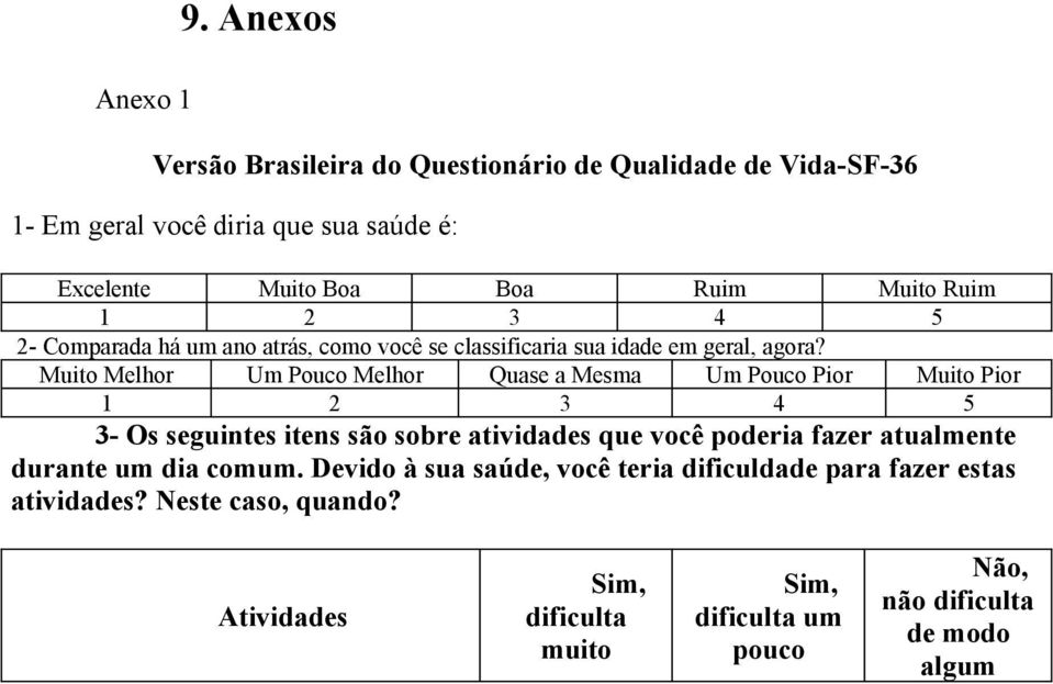 3 4 5 2- Comparada há um ano atrás, como você se classificaria sua idade em geral, agora?