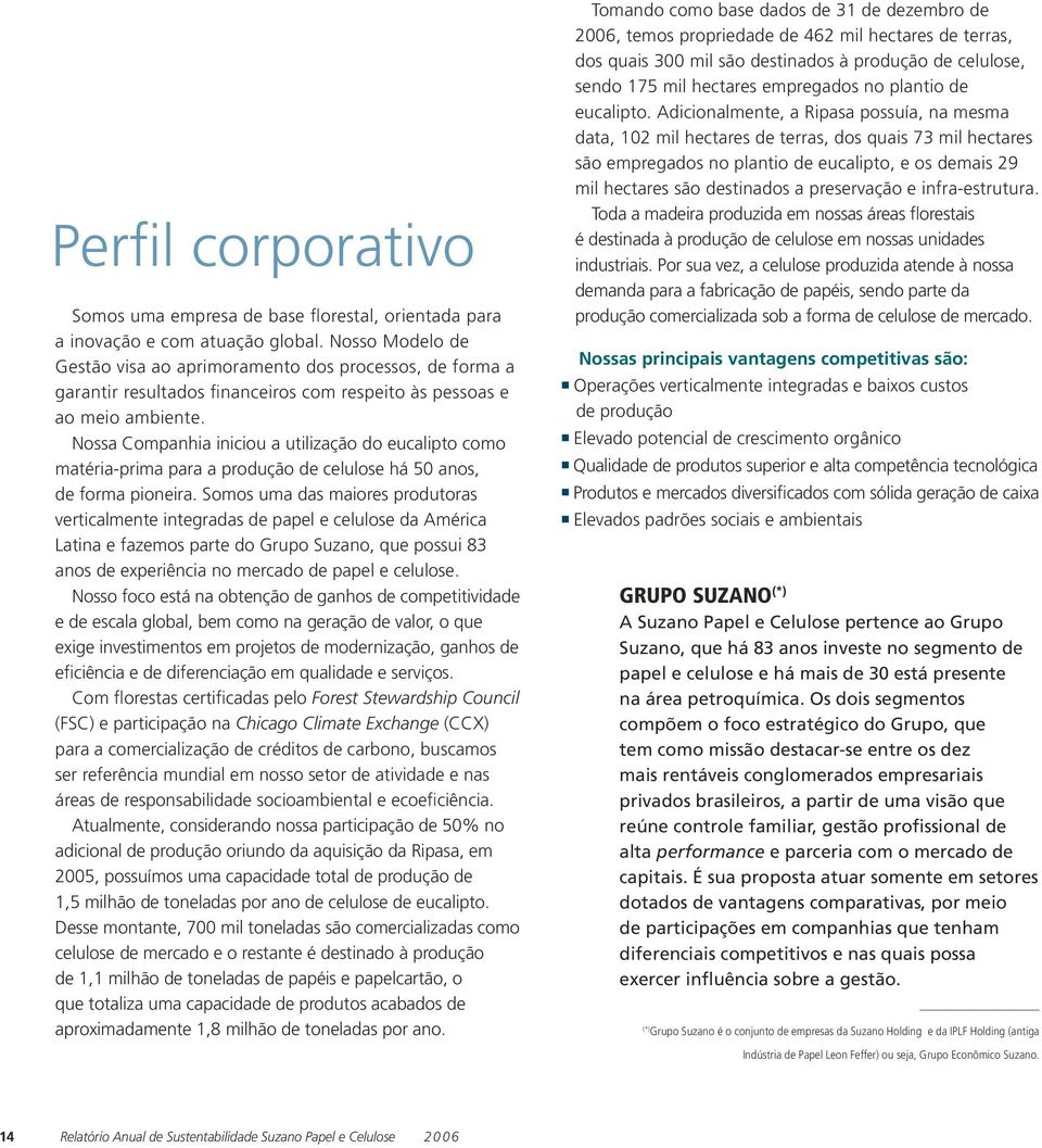 Nossa Companhia iniciou a utilização do eucalipto como matéria-prima para a produção de celulose há 50 anos, de forma pioneira.