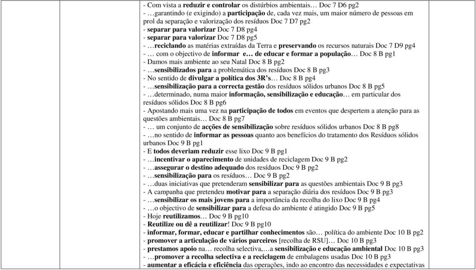 objectivo de informar e de educar e formar a população Doc 8 B pg1 - Damos mais ambiente ao seu Natal Doc 8 B pg2 - sensibilizados para a problemática dos resíduos Doc 8 B pg3 - No sentido de