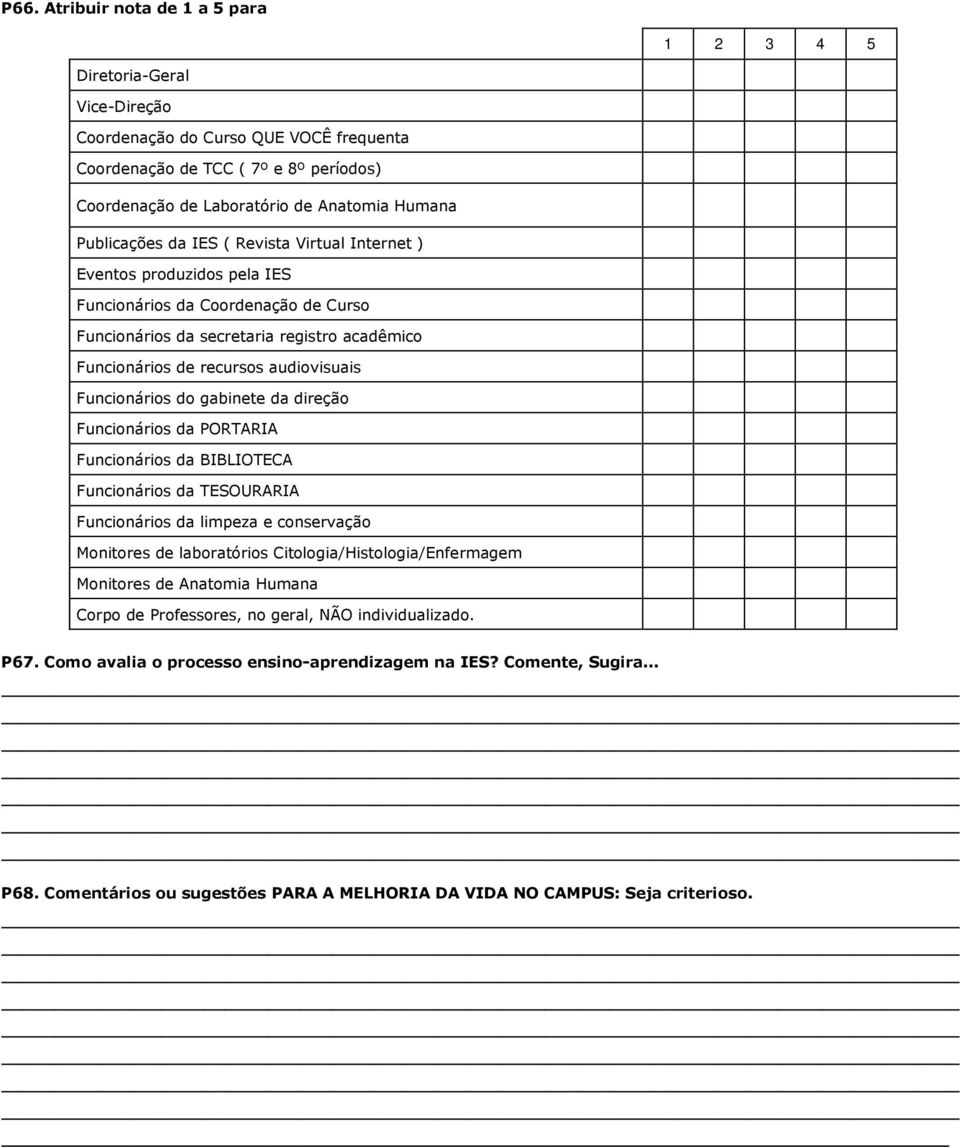 do gabinete da direção Funcionários da PORTARIA Funcionários da BIBLIOTECA Funcionários da TESOURARIA Funcionários da limpeza e conservação Monitores de laboratórios Citologia/Histologia/Enfermagem