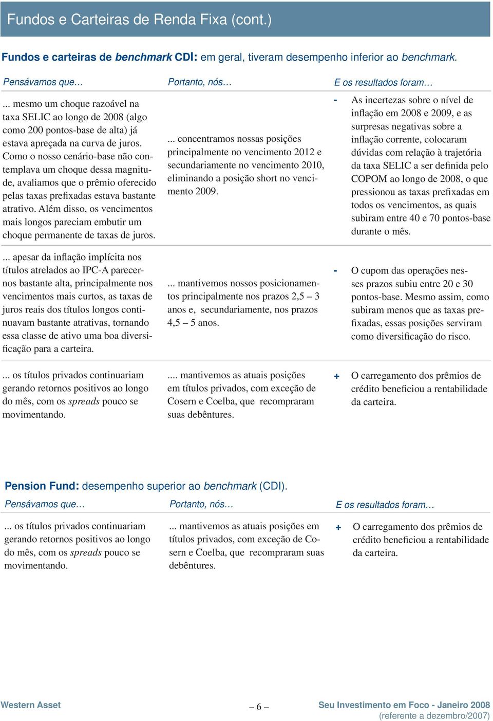 Como o nosso cenário-base não contemplava um choque dessa magnitude, avaliamos que o prêmio oferecido pelas taxas prefixadas estava bastante atrativo.