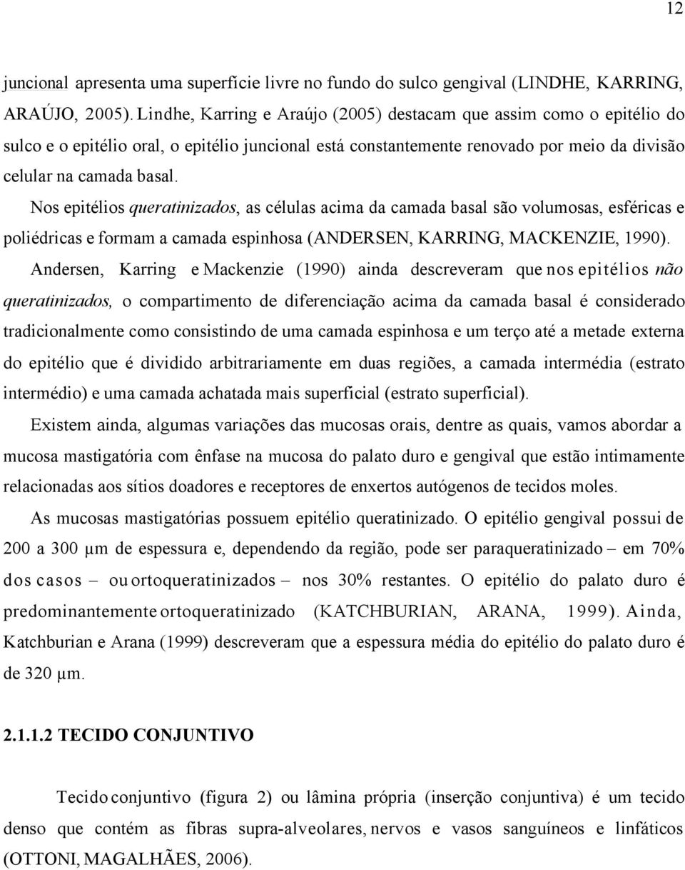 Nos epitélios queratinizados, as células acima da camada basal são volumosas, esféricas e poliédricas e formam a camada espinhosa (ANDERSEN, KARRING, MACKENZIE, 1990).