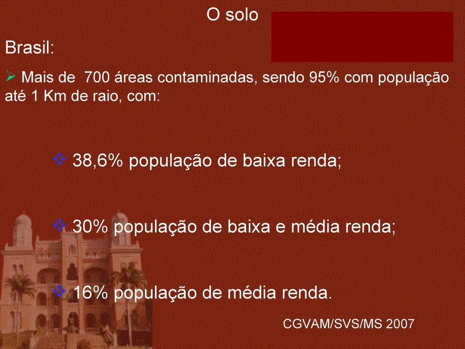 população de baixa renda; 30% população de baixa e