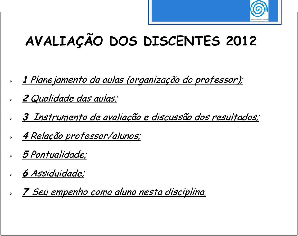 de avaliação e discussão dos resultados; 4 Relação