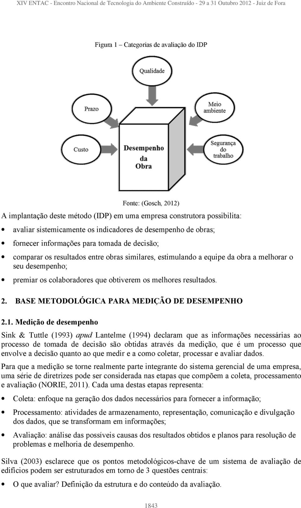 BASE METODOLÓGICA PARA MEDIÇÃO DE DESEMPENHO 2.1.