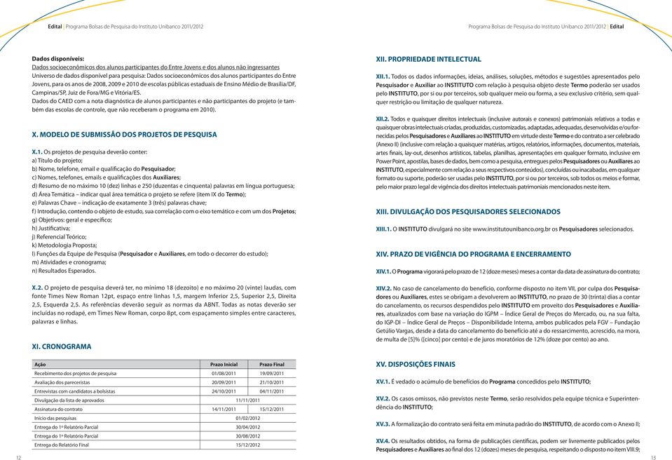 Dados do CAED com a nota diagnóstica de alunos participantes e não participantes do projeto (e também das escolas de controle, que não receberam o programa em 2010). X.