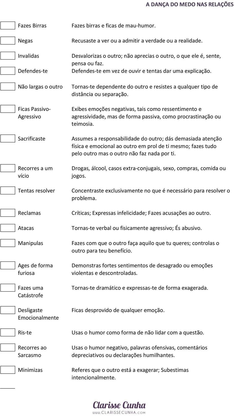 Desvalorizas o outro; não aprecias o outro, o que ele é, sente, pensa ou faz. Defendes-te em vez de ouvir e tentas dar uma explicação.