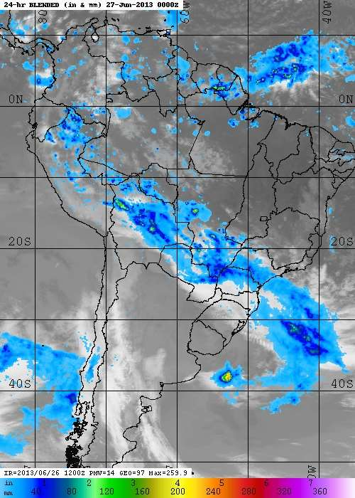 Modelo BRAMS Previsão Meteorológica Comparação de chuva acumulada em 24-h accum.