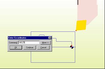 Surge a seguinte tela: Observe que no canto inferior esquerdo da tela, o programa solicita o que é necessário para efetuar a operação : Digitise cycle start position (Digite o ponto de início do