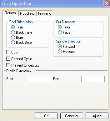2.11. Criando operações de usinagem O programa também permite o agrupamento de operações. 2.11.1. Turn operation (Operação de torneamento) Para operações de torneamento, são necessárias algumas