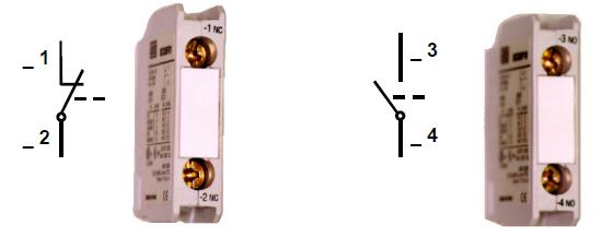 As bobinas são identificadas de forma alfanumérica com A1 e A2 Os terminais principais sevem ser identificados por números unitários e por um sistema alfanumérico Os terminais dos circuitos